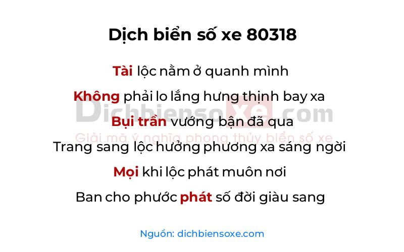 Dịch thơ biển số 80318