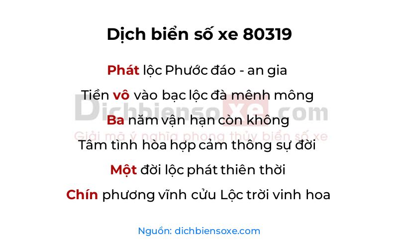 Dịch thơ biển số 80319
