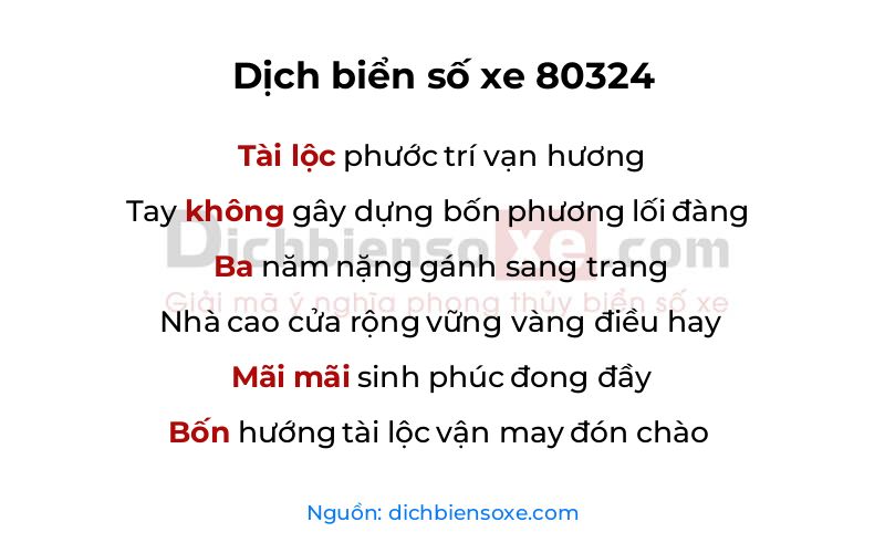 Dịch thơ biển số 80324