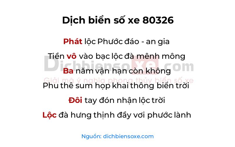 Dịch thơ biển số 80326