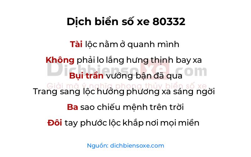 Dịch thơ biển số 80332