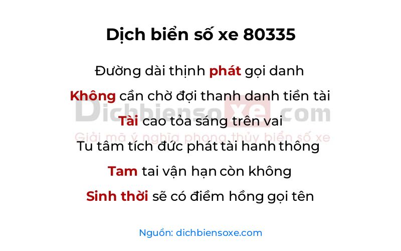 Dịch thơ biển số 80335