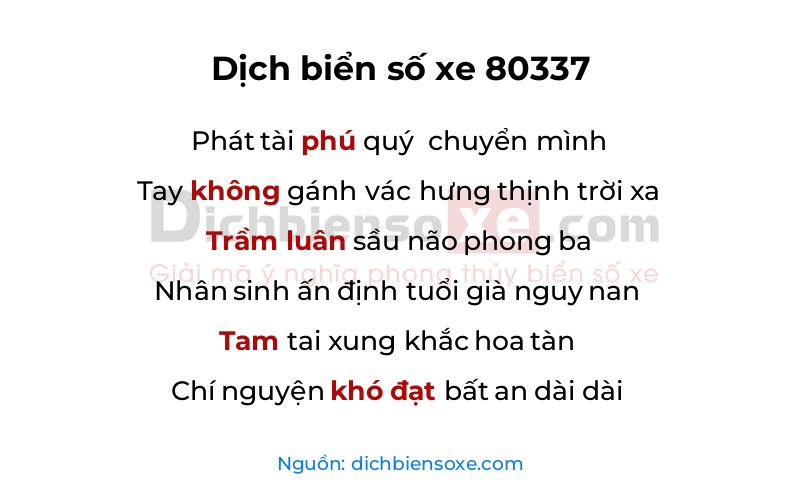 Dịch thơ biển số 80337
