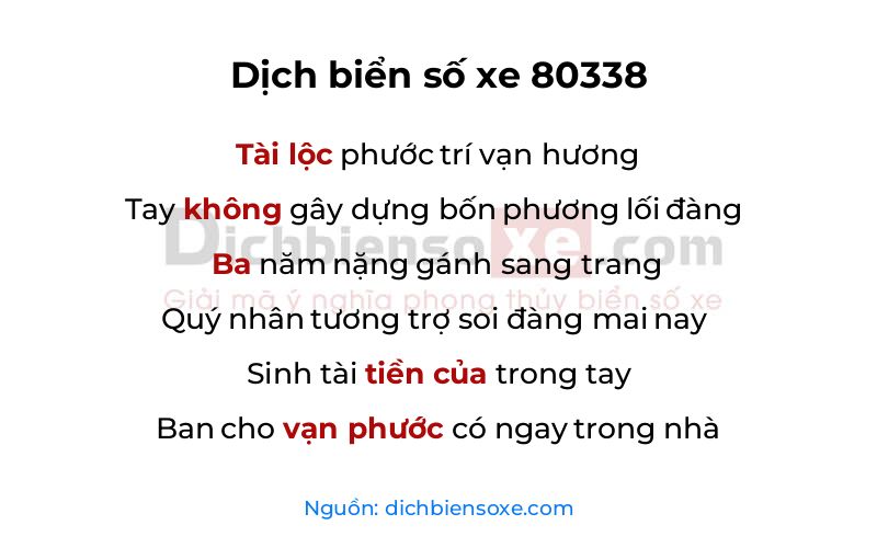 Dịch thơ biển số 80338