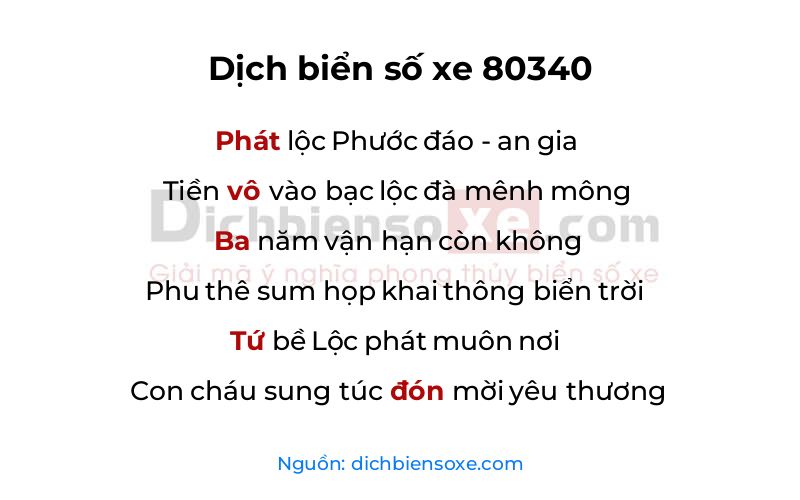 Dịch thơ biển số 80340