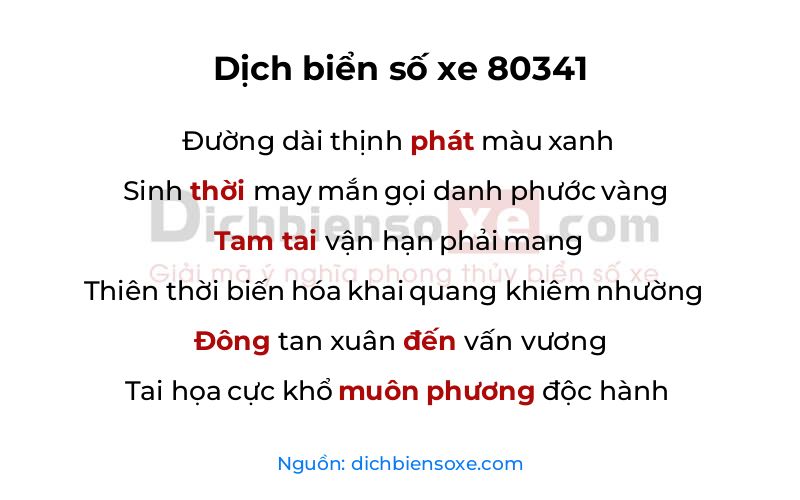 Dịch thơ biển số 80341