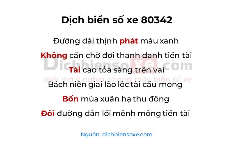 Dịch thơ biển số 80342