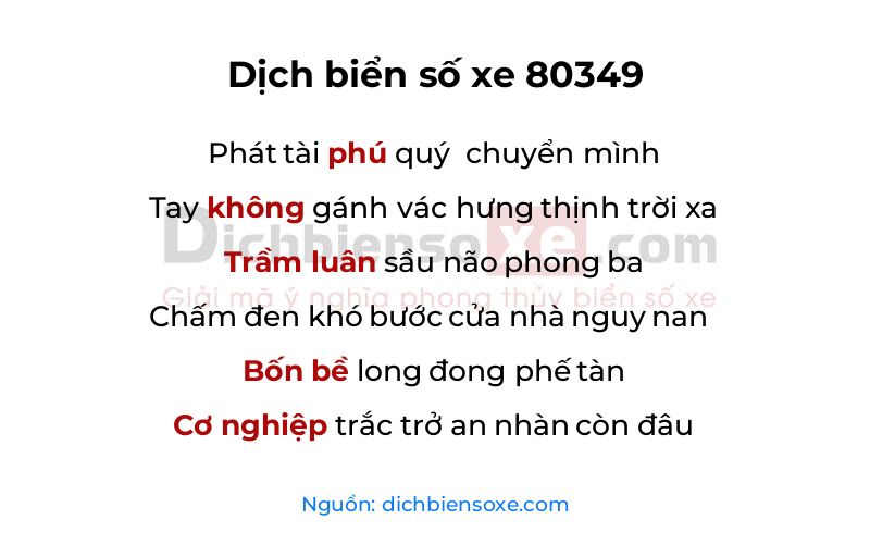 Dịch thơ biển số 80349