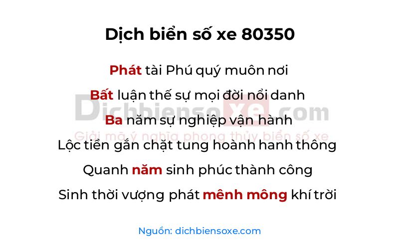 Dịch thơ biển số 80350