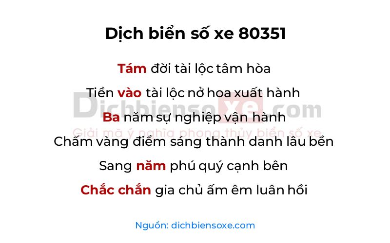 Dịch thơ biển số 80351