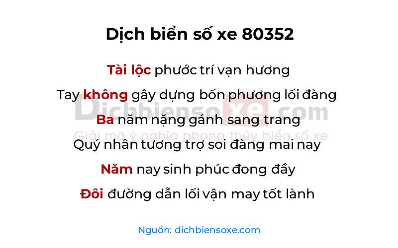 Dịch thơ biển số 80352