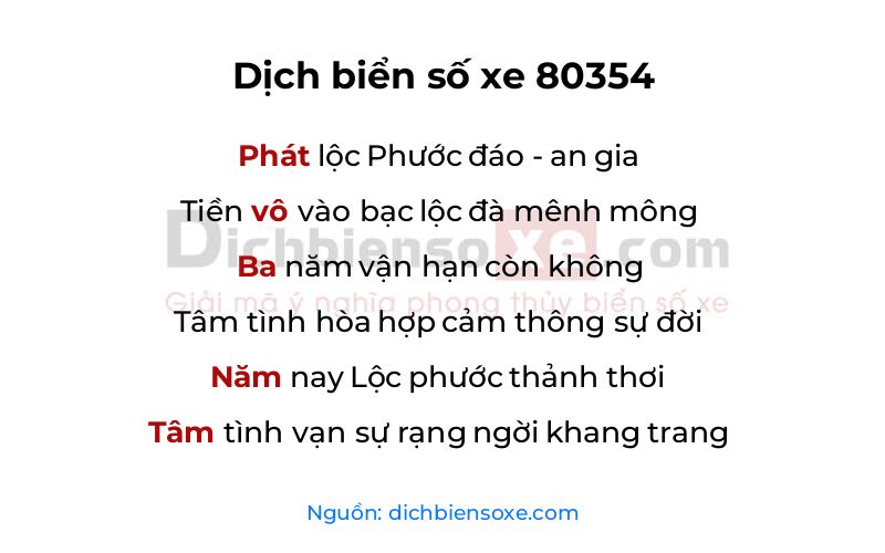 Dịch thơ biển số 80354