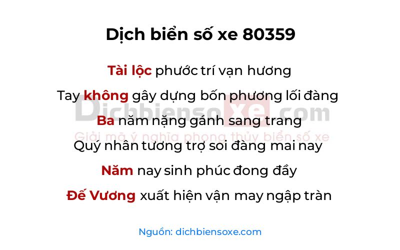 Dịch thơ biển số 80359