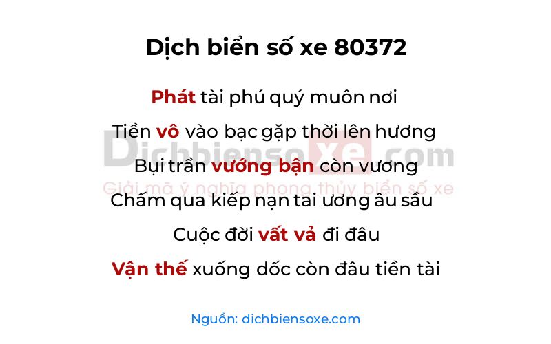 Dịch thơ biển số 80372