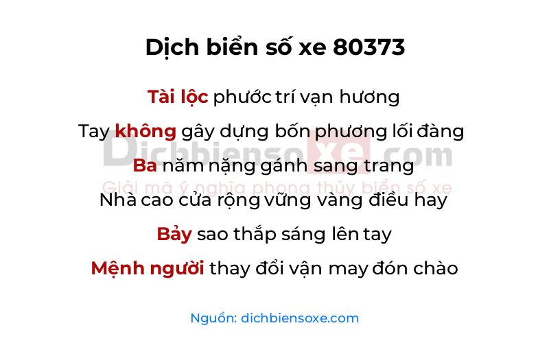 Dịch thơ biển số 80373