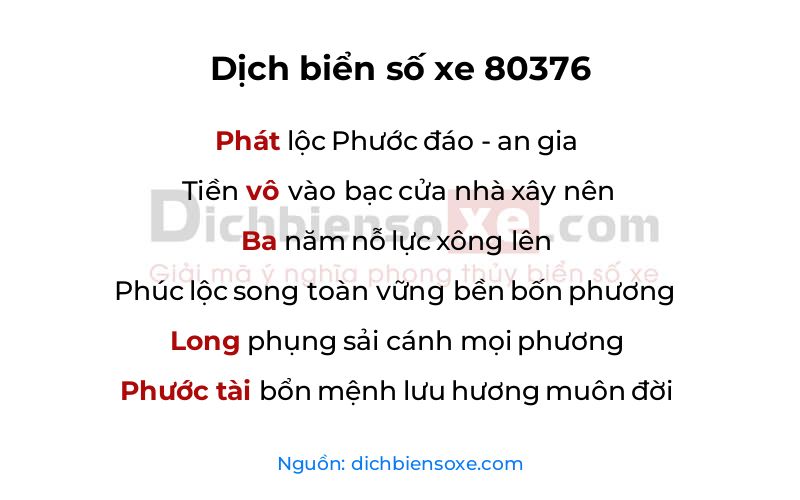 Dịch thơ biển số 80376