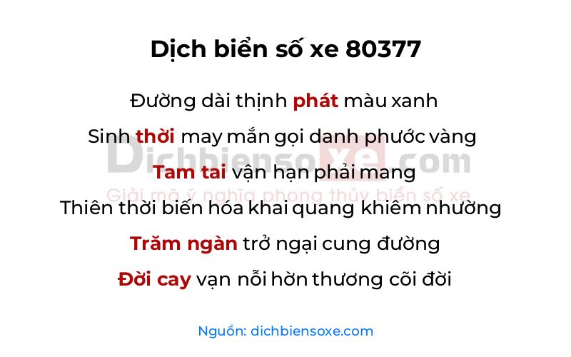 Dịch thơ biển số 80377