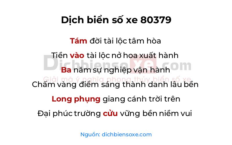 Dịch thơ biển số 80379
