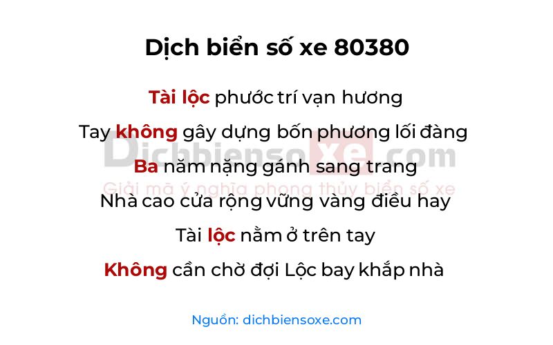 Dịch thơ biển số 80380