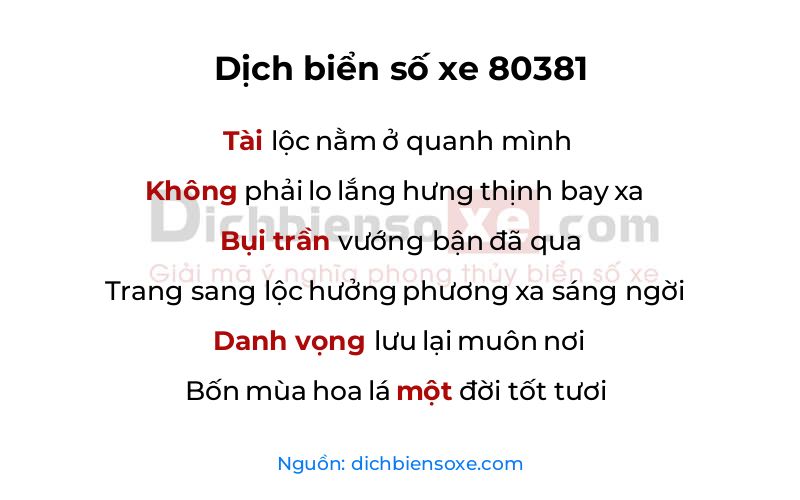 Dịch thơ biển số 80381