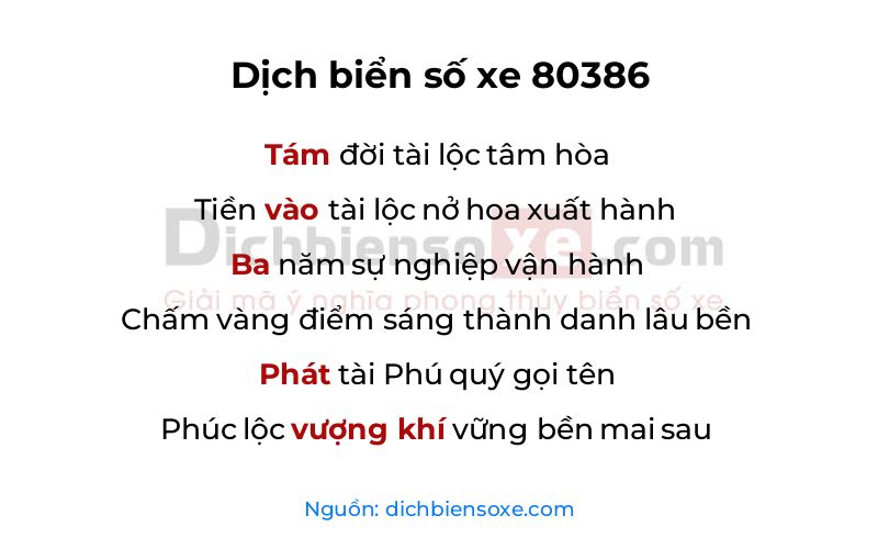 Dịch thơ biển số 80386