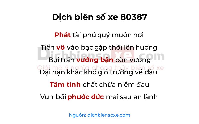 Dịch thơ biển số 80387