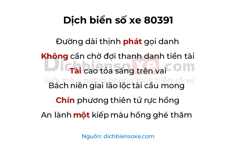 Dịch thơ biển số 80391