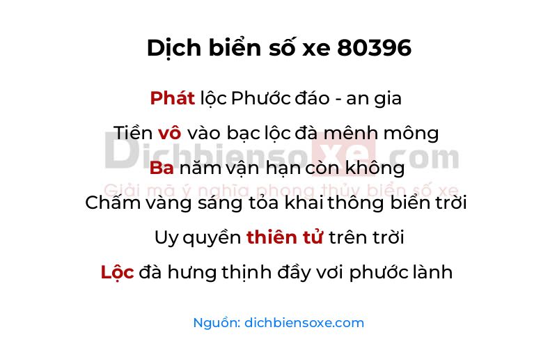 Dịch thơ biển số 80396