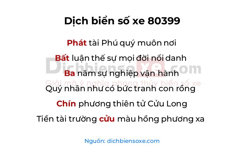 Dịch thơ biển số 80399
