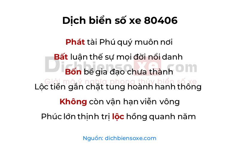 Dịch thơ biển số 80406