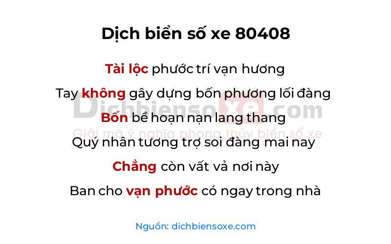 Dịch thơ biển số 80408