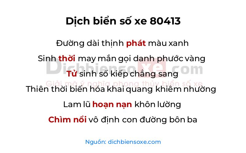 Dịch thơ biển số 80413