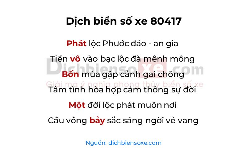 Dịch thơ biển số 80417