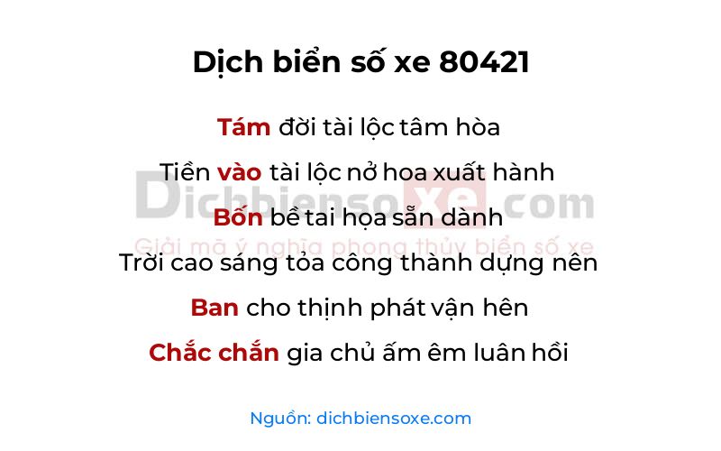 Dịch thơ biển số 80421