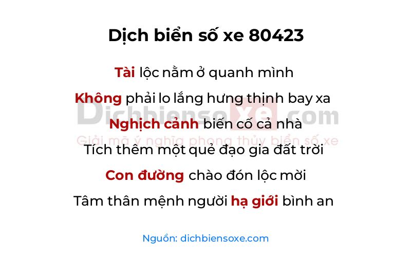 Dịch thơ biển số 80423