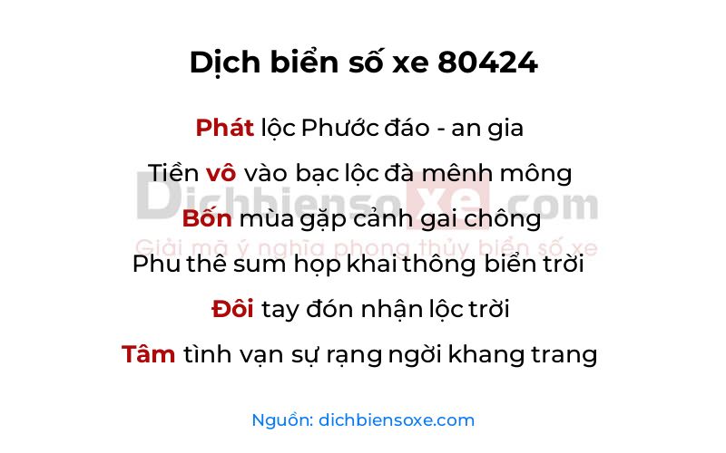 Dịch thơ biển số 80424