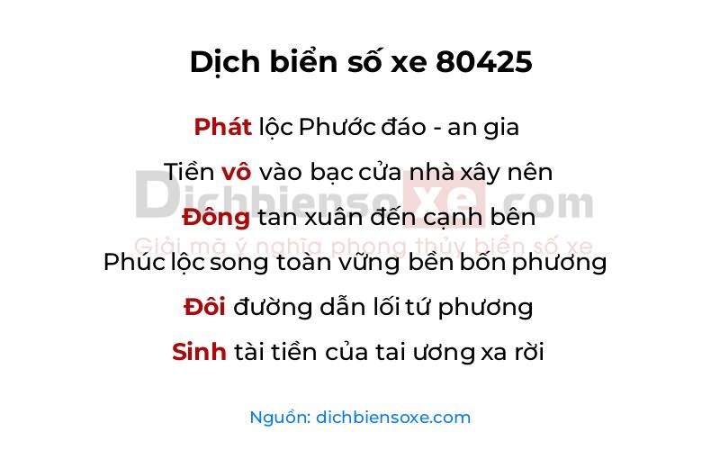 Dịch thơ biển số 80425