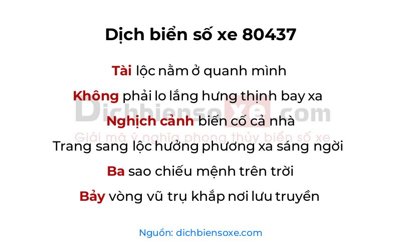Dịch thơ biển số 80437