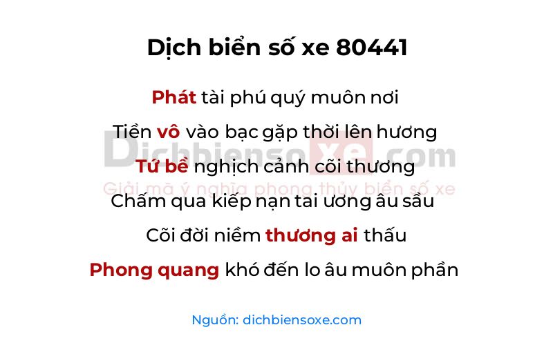 Dịch thơ biển số 80441