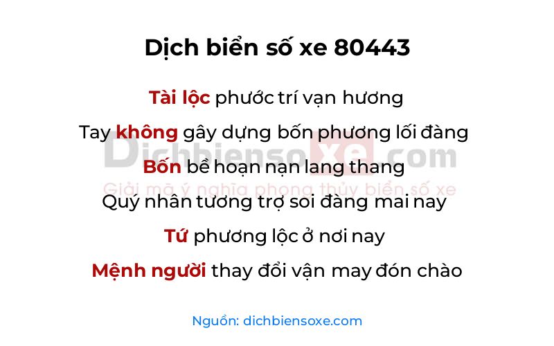 Dịch thơ biển số 80443