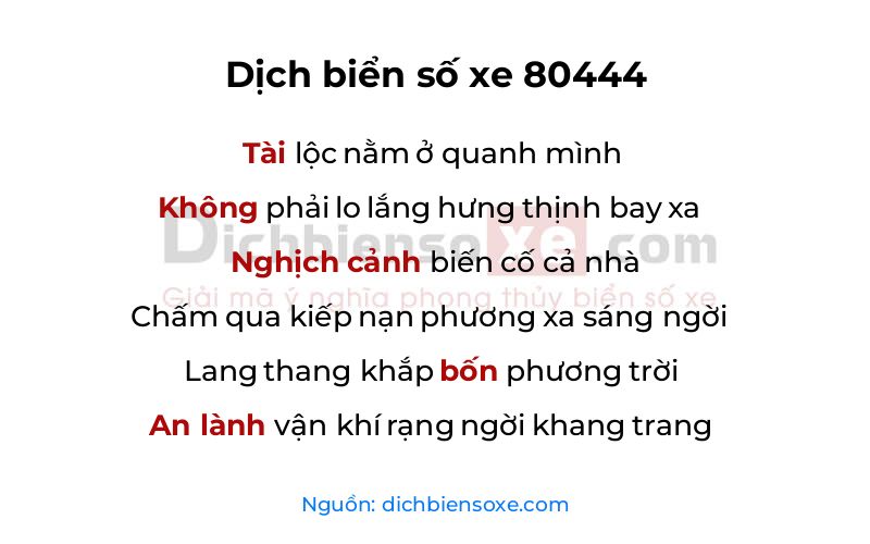 Dịch thơ biển số 80444