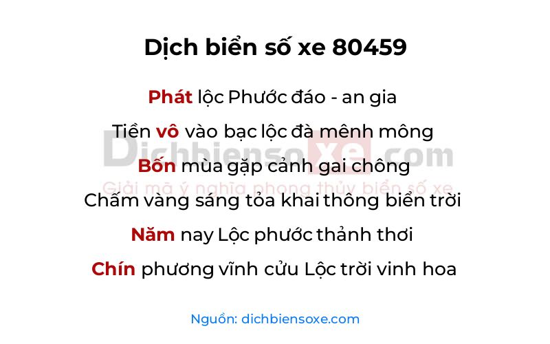 Dịch thơ biển số 80459