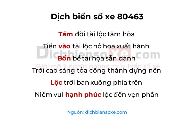 Dịch thơ biển số 80463