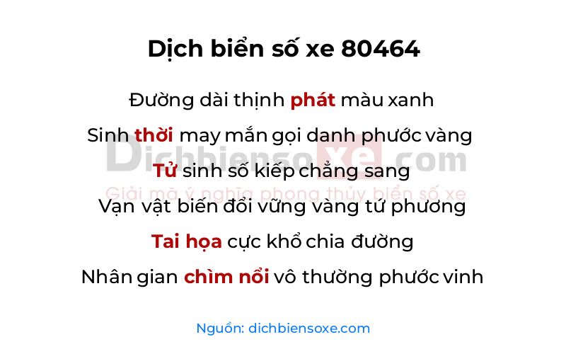 Dịch thơ biển số 80464