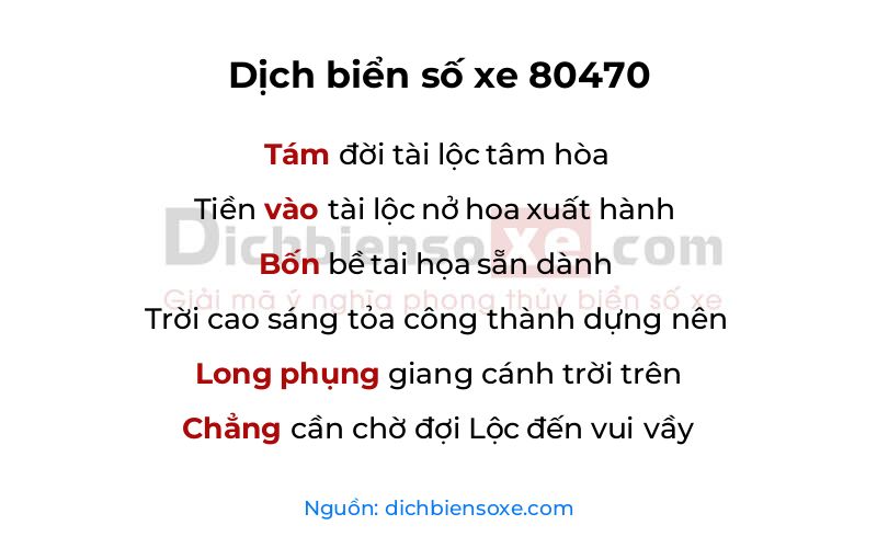Dịch thơ biển số 80470