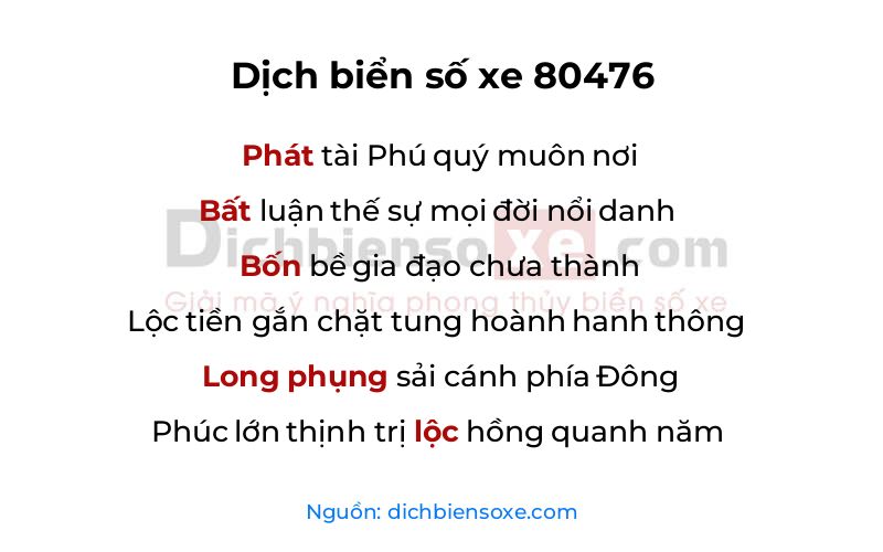 Dịch thơ biển số 80476