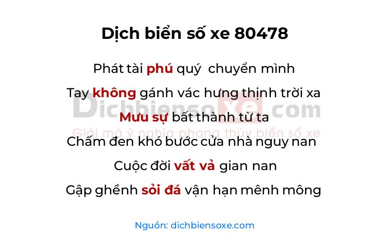 Dịch thơ biển số 80478