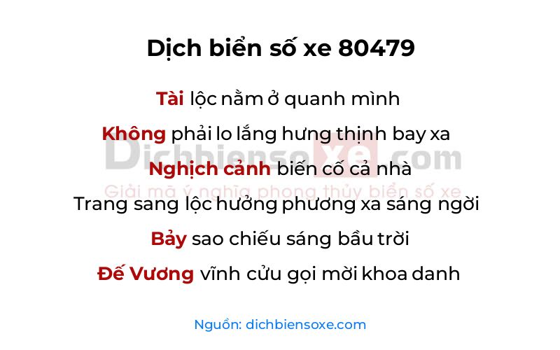Dịch thơ biển số 80479