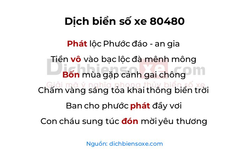 Dịch thơ biển số 80480
