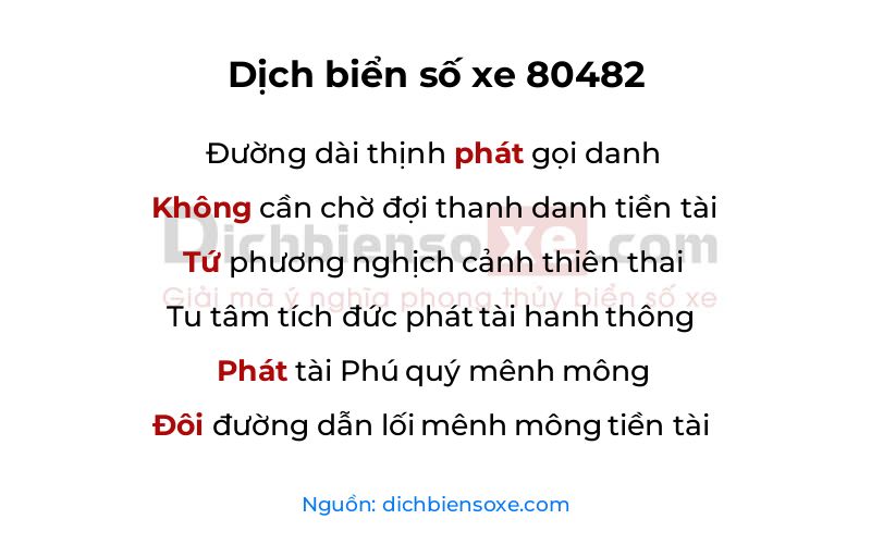 Dịch thơ biển số 80482